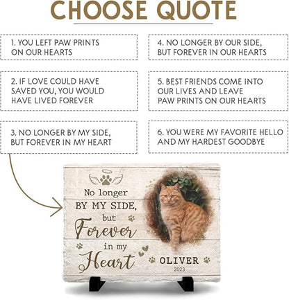 Personalized Rectangle-Shaped Memorial Rock with Cat Paw Prints - Ideal for Pet Lovers Mourning Their Loss - Emotional Remembrance Gift & Dog Lover Gifts for Women