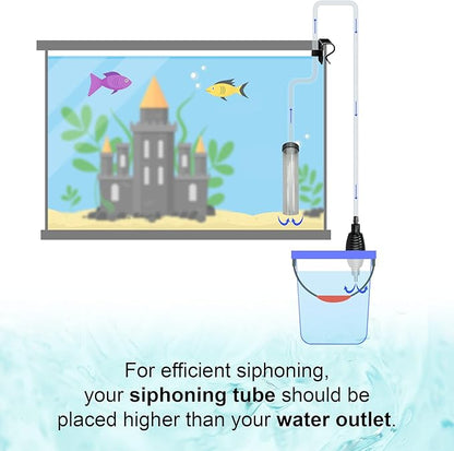 SunGrow Aquarium Maintenance Kit with Priming Bulb, 65-Inches, Easy to Use, Perfect for Small Fish Tanks, 2-Minutes to Assemble (Black, Gravel & Sand cleaner)