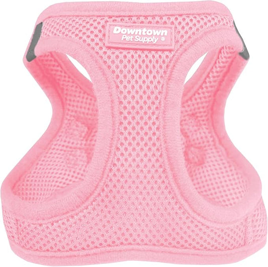 Downtown Pet Supply Step in Dog Harness for Small Dogs - Adjustable, Escape Proof Dog Harness with Reflective Trim - All-Weather, Fast-Drying Padded Mesh Fabric - Baby Pink, XS