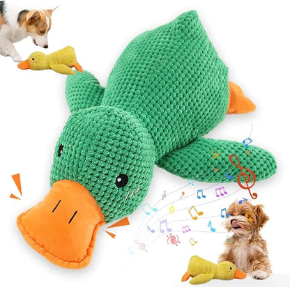 2025 Upgraded Dog Toys, New Durable Calming Duck Toys, Dog Toys for Aggressive Chewers with Soft Squeaker, Fun for Indoor Puppies and Senior Pups (Green, XL-14.9 * 17.7in)