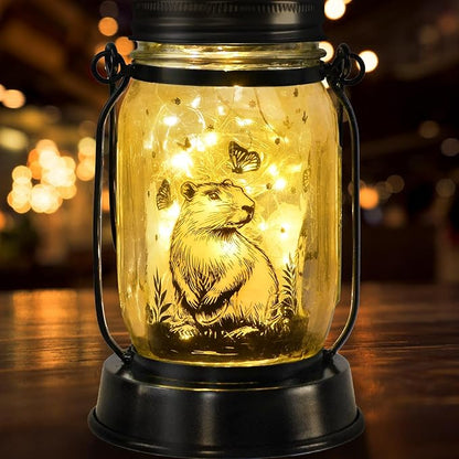 kyoryuger Capybara Gifts for Women/Men Capybara Solar Lanterns Mom Grandma Birthday Present Lantern Memorial Lights Solar Garden Decoration Outside for Yard, Patio,Backyard,Porch Torches
