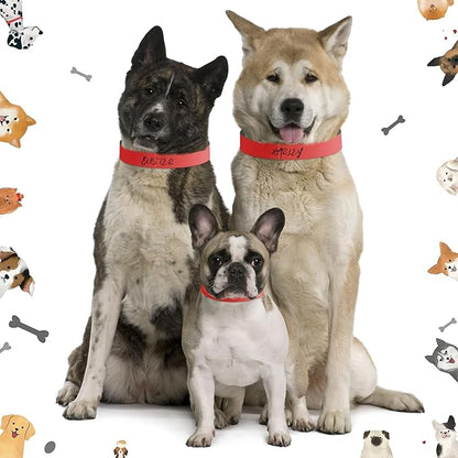 500 Count 20inch Adjustable Paper Dog Collars with Tear Resistant Waterproof Whelping Collars Paper Puppy ID Bands Adhesive Pet Identification Tags for Newborn Dog Cat Hospitals(Red)