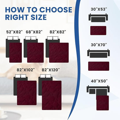 Waterproof Dog Blanket, Non-Slip Soft Pet Bed Cover, Couch Cover for Dogs Washable, Protects Sofa, Furniture, Crate, Car, Tear Resistant Leakproof Pet Blanket Christmas (68x82 Inch, Burgundy)