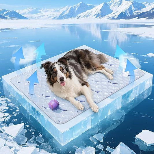 Dog Cooling Mat, Cooling Mat for Dogs, Breathable Dog Bed with Non-Slip Design, Portable & Washable Pet Pad for Indoor, Outdoor, Crate, Summer Cat Bed, Cool Pet Pad, Gel-Free, 27"x39"
