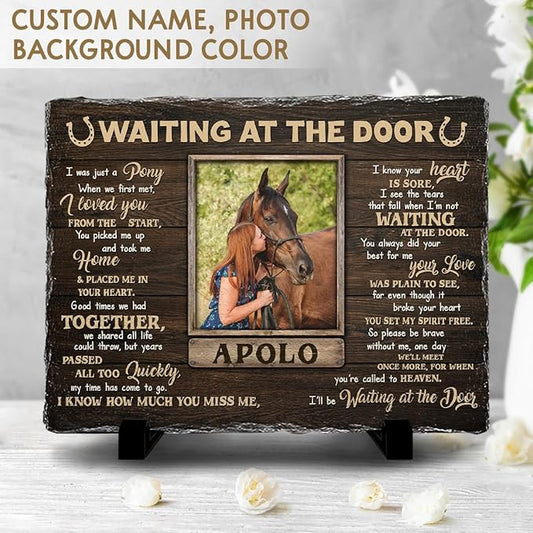 Custom Horse Memorial Stone - Vivid Picture Frame for Memento of Love Between a Girl and Her Pony, Sympathy Gift for Loss of Thoroughbred, Western Home and Farmhouse Decor