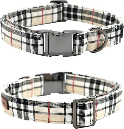 Dog Collar, Bow Dog Collar Plaid Pet Collar Dog Cute Pet Bow Soft Girl or Boy Dog Collars with Metal Buckle Adjustable Collar for X-Large Dogs