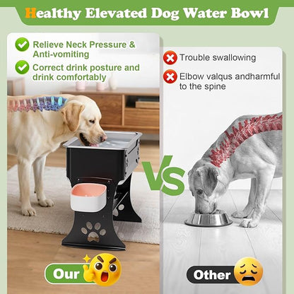 3 Gallon Elevated Large Dog Water Bowl, 3 Height Adjustable Stainless Steel Raised Dog Water Bowl Stand for Large Breed, Metal Pet Bowl Stand for Relief Joint Pressure, Easy Clean (Black)