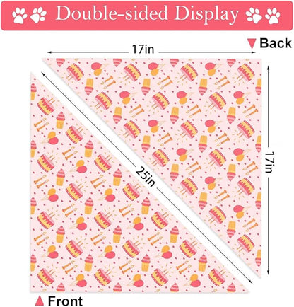Birthday Dog Bandanas, Double Side Reversible Large Pet Bandanas, Adjustable Triangle Holiday Scarves for Dogs Girl Boy Pets, Christmas Stocking Stuffers for Dogs