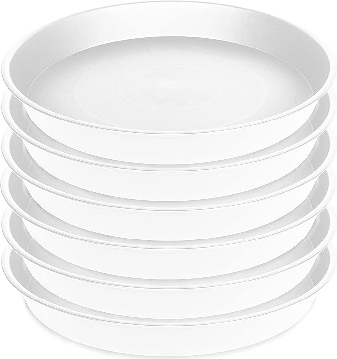 2 Pack of 10 inch Plant Saucer Gray, Heavy Duty Plastic Plant Saucer 10 inch Round, Durable Plant Tray for Pots, Plant Saucers for Indoors, Plant Trays for Planter 9"/10" (10", White)