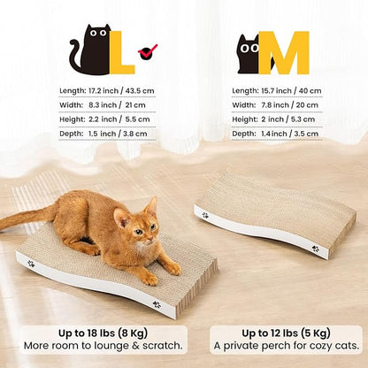 Cat Scratcher, Durable Scratch Pad, Corrugated Cardboard Scratching Board for Indoor Cats, Heavy Duty, Double-Sided Usability, Recyclable, with Catnip, Large, 2 Packs