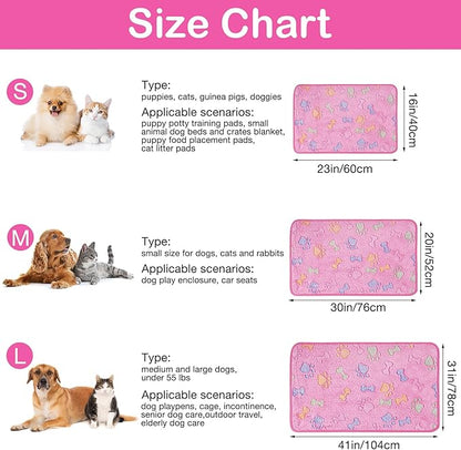 Dono 1 Pack 6 Dog Blankets, Soft Fluffy Fleece Pet Blanket Warm Sleep Mat Paw Print Design Puppy Kitten Throw Blankets Doggy Blanket for Dogs