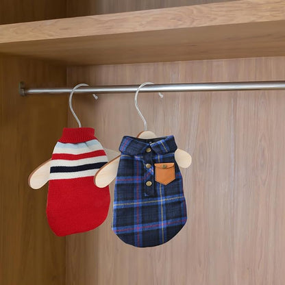 Wooden Pet Clothes Hangers 8.66-inch Small Dog and Cat Hangers Wear-Resistant Replaceable Household Pet Accessory for Dog and Cat Clothing