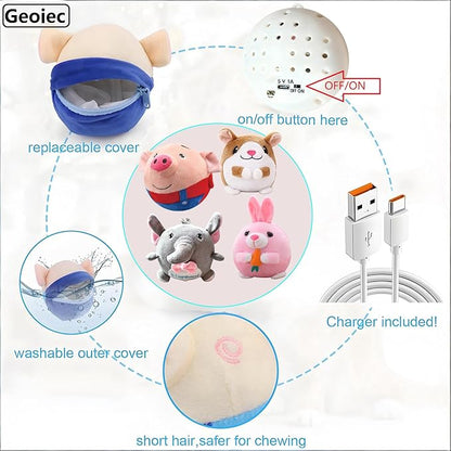 Interactive Dog Toys,Active Moving Pet Plush Toy with Recording and Music Modes,Jumping Squeaky Song shaking Interactive Dog Ball,Rechargeable Dog Toys to Keep Them Busy,Animal Plush Pet Toy(Elephant)