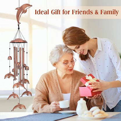 Dolphin Wind Chimes for Outside,Dolphin Gifts for Women/Men/Sympathy Gift/Memorial Gifts/Birthday Festival Metal windchimes Outdoors/Indoors,Patio,Garden Decor,Home,Porch,Yard