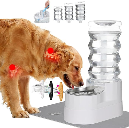 RIZZARI Automatic Pet Waterer, Gravity Stainless Steel Water Dispenser, 100% BPA-Free, Large Capacity Water Feeder for Cats and Small and Medium-Sized Dogs (8L, Bright White)