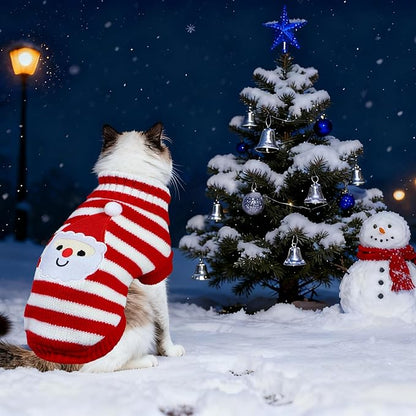 Dog Christmas Sweater Pet Winter Warm Coat Pajamas Small Dog Sweaters Christmas Santa Sweater for Large Cats Small Dogs (Santa, XL)