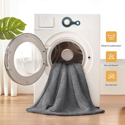 Luciphia Waterproof Pet Blanket for Medium Large Dogs Soft Cat Sherpa Calming Thick Cover Leakproof Cozy Puppy Sofa Bed Car Couch Protector(Grey,80x63 inches)