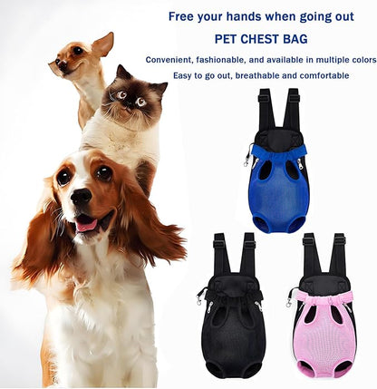 Pet Carrier Backpack, Adjustable Pet Front Carriers for Small Medium Dogs Cats 5-18 Lbs, Legs Out, Dog Cat Carrier Backpack for Hiking,Camping,Traveling,Cycling (Blue, Large（Fit:10-18lb）)