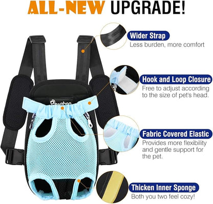 Pawaboo Adjustable Dog Carrier Purses, Pet Front Cat Travel Bag Dog Carrier Purses for Traveling Hiking Camping, Legs Out, Easy-Fit for Small Medium Dogs, XL, Blue