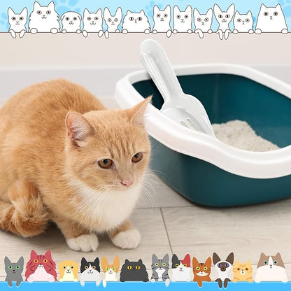 Bokon 6 Pack Disposable Cat Litter Scoop with Wide Slats Plastic Travel Kitty Poop Scooper for Cat Rescue Center Temporary Use When Traveling with Pets(White)
