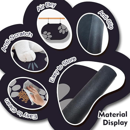 Dog Feeding Mat 24''x16'', Absorbent Pet Food Mat, No Stains Quick Dry Pet Water Mat Protect Floor, Cat Dog Water Bowl Mat for Messy Drinkers, Non-Slip Rubber Base Pet Placemats for Food and Water