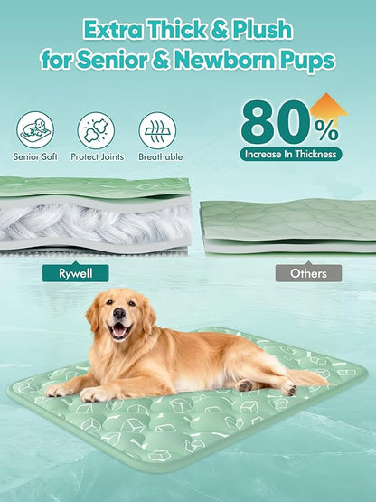 Rywell Dog Cooling Mat 2.0, Nature Green,59" x 40" Thick & Durable Cooling Mat for Extra Large Dogs, Long-Lasting Cool with Waterproof & Color-Changing Arc-Chill Tech (Q-Max>0.5) Washable& Non-Toxic