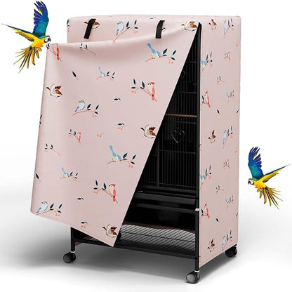 Tchvt Nighttime Bird Cage Covers with Zipper Panel Blackout Birdcage for Winter Universal Breathable Large Good Night Enclosure for Bird (Bird Designs, 26x19x40 inch)
