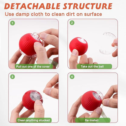 Speed 2.0 Tail Interactive Cat Toys for Indoor Cats, Chirping & Motion Activate Cat Toy, Smart Kitten Rolling Ball Moving Ball Toys, Rechargeable Dog Cat Bal l for Enrichment Exercise (New Pink)