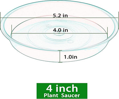 6 Pack Plastic Plant Saucer Planter Water Drip Tray, 4 5 6 7 8 9 10 11 12 inch, Heavy Sturdy Tray for Indoors Outdoor Plants, Flower Pot Saucers for Pots Base (4", Green)