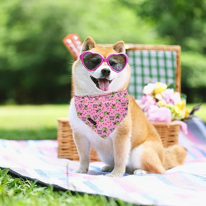 ARING PET Bee Dog Bandanas, Spring Yellow Pink Bees Pet Bandana Scarf Triangle Bibs for Puppy Small Medium Large Boy Girl Dogs Cats-L
