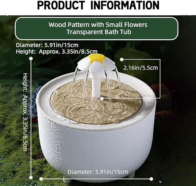 MANON ROSA Bird Bath for Parakeets - Small Bird Shower & Bathing Fountain with Filtered Circulating Water Pool Sink for Parrots Lovebirds Conures Finches Cockatiels - Easy-Clean Pet Accessorie (White)