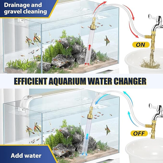 GADFISH Gravel Vacuum for Aquarium Water Changer Fish Tank Cleaning Tools, Siphon Universal Quick Pump Aquarium Water Changing (70ft)