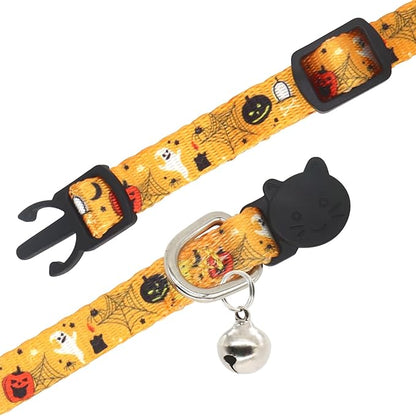 Halloween Cat Collar, 2 Pack, Breakaway Cute Cat Collar with Bells, Halloween Purple
