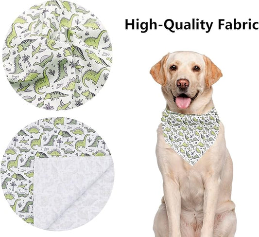 ARING PET Dinosaur Dog Bandanas, Summer Kerchief Triangle Bibs Scarf for Puppy Small Medium Large Boy Girl Dogs Cats-L