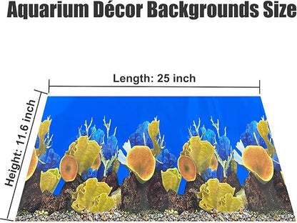 Aquarium Background Seabed Coral Rock Water Plants Fish Tank Backdrop 10 20 Gallon Fish Tank Background for Aquarium