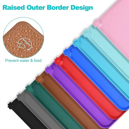 Silicone Waterproof Dog Cat Pet Feeding Mats, Non Slip, Easy Clean Pet Dog Cat Bowl Mats Placemat (24" x 16") Brown
