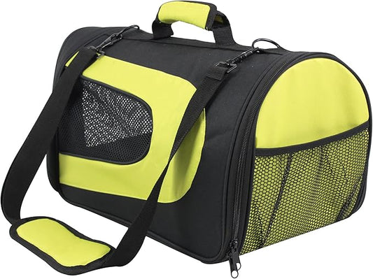 EliteField Deluxe Soft Pet Carrier (3 Year Warranty, Airline Approved), Multiple Sizes and Colors Available (20" L x 11" W x 11" H, Black+Lemon Green)
