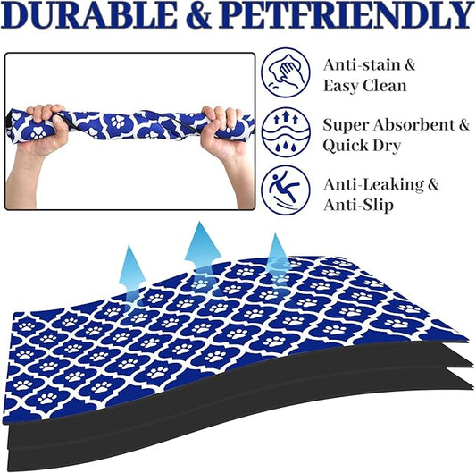 Dog Food Mat 16X24 Inch Pet Feeding Absorbent Mats for Floor Cat Water Bowl Placemats Non-Slip Washable Dog Mat for Food and Water