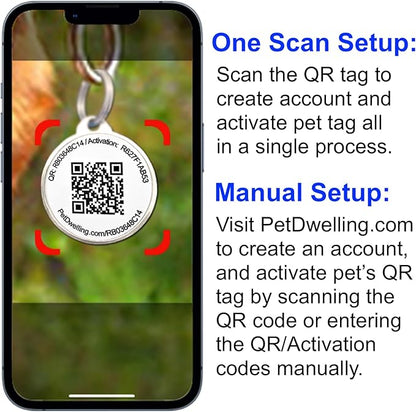 Pet Dwelling QR Code Pet ID Tag – Smart Dog & Cat ID Tags for Pet Safety, Free Personalized Online Profile, Instant Scan Alerts, AI Insights (Yellow Paw)