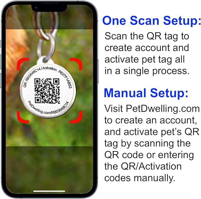 Pet Dwelling QR Code Pet ID Tag – Smart Dog & Cat ID Tags for Pet Safety, Free Personalized Online Profile, Instant Scan Alerts, AI Insights (Orange Paw)