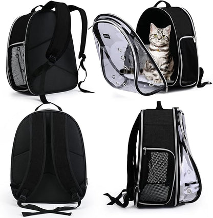 BAGLHER Cat Carrier Backpack Bubble - Fit Up to 18 Lbs - Airline-Approved Dog Backpack Carrier for Small Pets Puppies Dogs Bunny, Space Capsule Dog Carrier Backpack for Travel Outdoor Hiking, Black