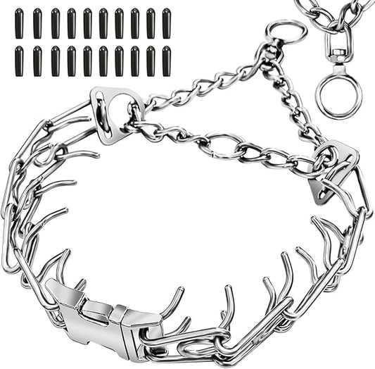 Tangle-Free 360° Swivel Collar with Quick-Release Buckle, Stainless Steel Dog Collar, Adjustable for Small, Medium and Large Dogs (L-3.5mm)