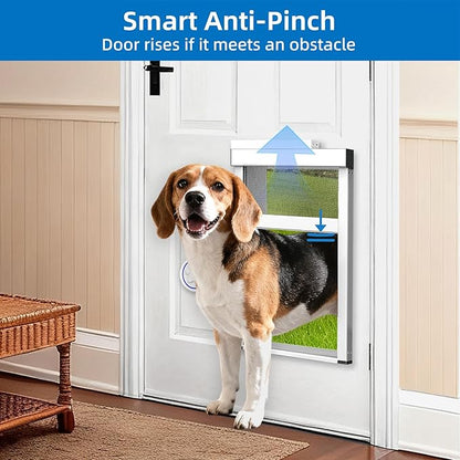 Customizable Size Electronic Dog Door for Wall, Bell Activated Auto Lift Pet Door Smart Aluminum Doggie Door for Wall,Lockable Weatherproof,Customize Size According to The Pet