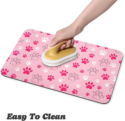 Dog Food Mat, Absorbent Water Bowl Mats Cat Pet Feeding Placemats Pink 24 * 32 inch