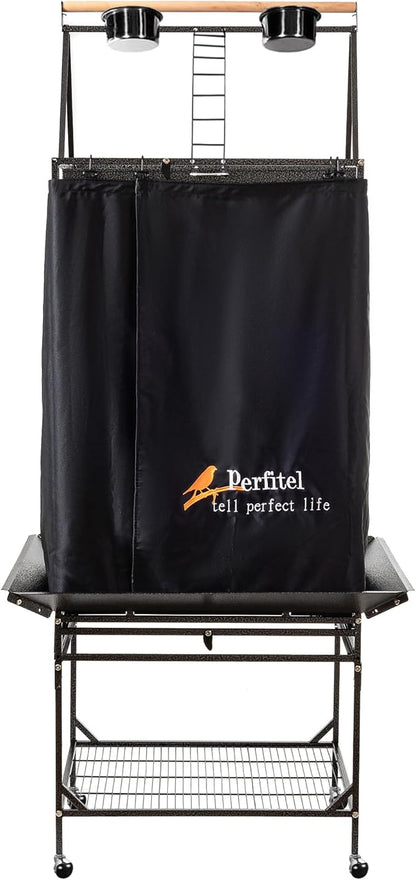 Bird Cage Cover(Black) Good Night Birdcage Cover Black-Out Birdcage Cover Durable Breathable Washable Material… (68 inch)