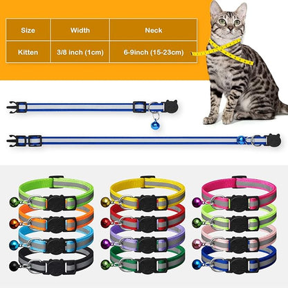 14 Pack Set Kitten Collars Breakaway with Bells,Reflective Safety Cat Collar,Ideal for Puppy, Girl Boy Cats,with Name Tag,Adjustable for Small Animal,Pet Supplies(12 Colors & 2 ID Tags)