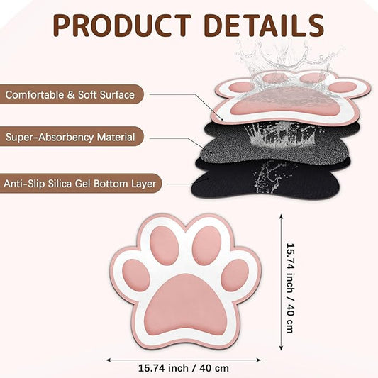 Dog Food Mat for Bowls, Absorbent Quick Dry Dog Cat Mats for Food and Water, Non-Slip Backing Pet Mat Pet Supplies - Pink 15.74 inch