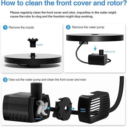 Solar Fountain, Floating Solar Powered Water Fountain Pump for Bird Bath, Garden, Pond, Pool, Outdoor (1W)