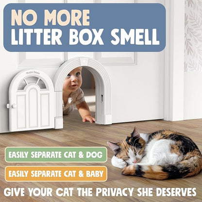 Purrfect Portal Meow Manor® XL Interior Cat Door, No-Flap Pet Door for Interior Doors, Easy DIY Installation, Cat Door for Cats up to 30 lbs, White