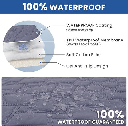 Waterproof Couch Covers for Pets, Waterproof Dog Bed Cover, Anti-Slip Soft Dog Blankets, Couch Cover for Dogs Washable, Pet Blanket for Puppy Large Dogs Cat (30x70 Inch, Grey Blue)